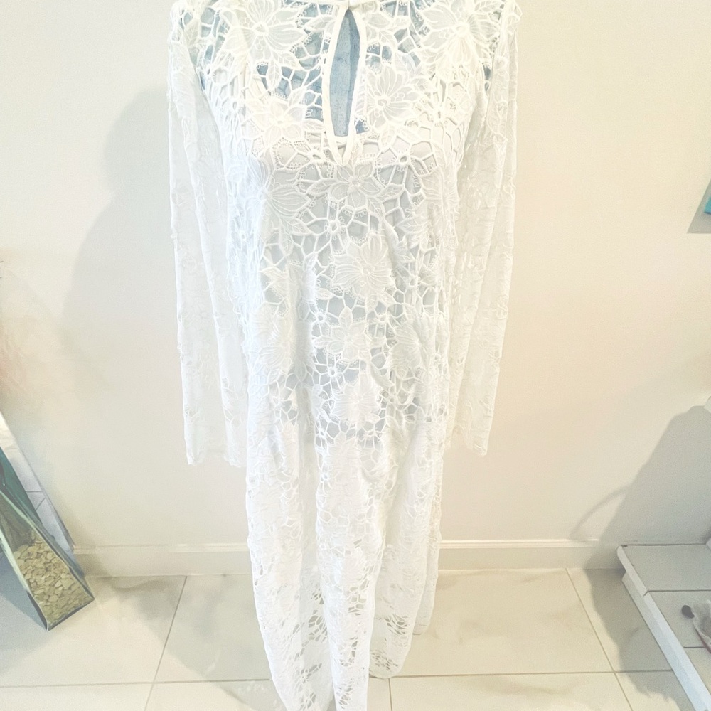 NWT Johnny Was - Garden White Lace Maxi Dress with Keyhole Neckline - Size M - Picture 9 of 15